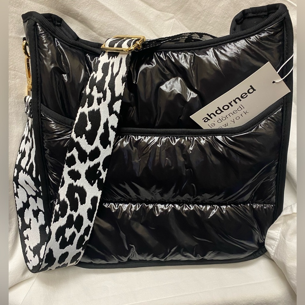 Ahdorned Nylon Liquid Puffy Classic Messenger Bag. NEW with Tags!